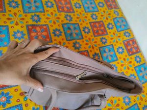 Stylish Beige Tote Bag with Scarf Accent