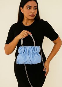 Baby Blue Ruched Chain sling Bag