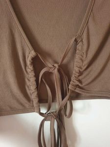 ‼️Price Drop‼️Brown Tie Up Crop Top