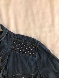 Denim Look Shirt With Studs Fits 34-36