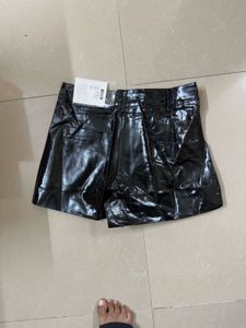 black leather shorts