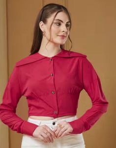 Chic Pink Cropped Button-Up Shirt