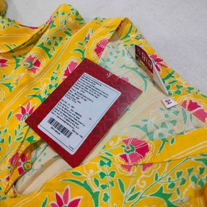Yellow Floral Print Kurta