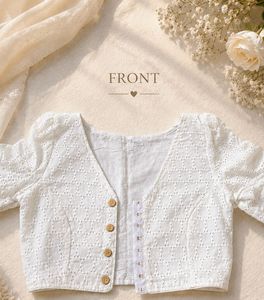 White hakkoba print blouse