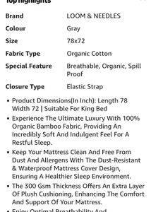 Grey Fitted Mattress Protector King Size Cotton