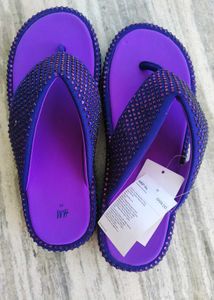 H&M Purple Rhinestone Flip Flops