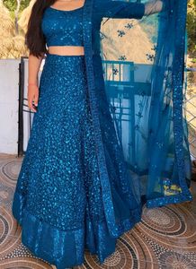 Party Wear Sequence Lehnga-Teal