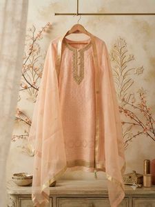 Elegant Peach Kurta Set with Dupatta