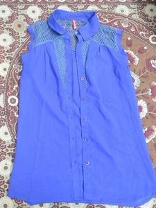 Blue Sleeveless Blouse