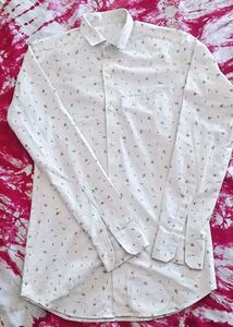 Men's White Printed Casual Shirt