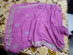 Pink Georgette Saree With Beads Work In ₹1000