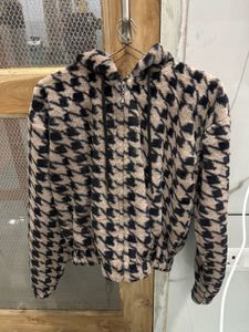 Cozy Houndstooth Fleece Jacket
