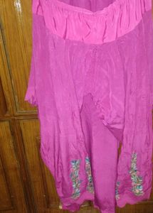 Beautiful Embroidered Pink Kurta set with heavy du