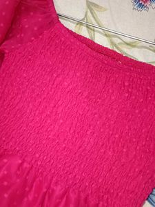 Chic Fuchsia Swiss Dot Tiered Dress
