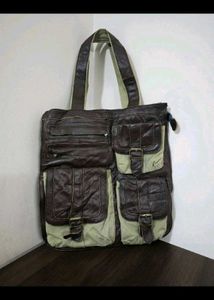 Stylish Brown & Khaki Hobo Bag with multipockets