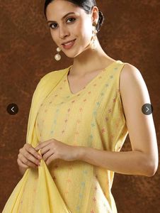Anouk Yellow Ethnic Motifs Printed Kurtaset
