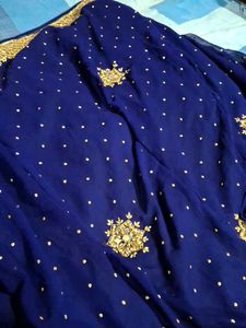 Royal Blue Embroidered Saree