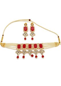 Elegant Red Stone Jewellery Set