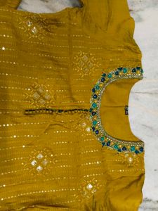 Embellished Mustard Kurta with Pants