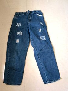 Distressed Blue Denim Jeans