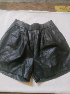 Black Faux Leather Shorts