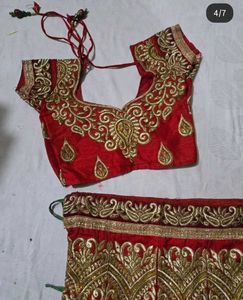 Red and Gold Embroidered Lehenga Choli