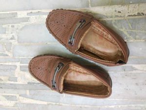 boy's Brown Perforated Loafers