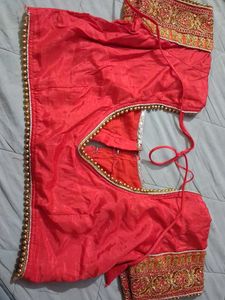 Embroidered Red Silk Saree