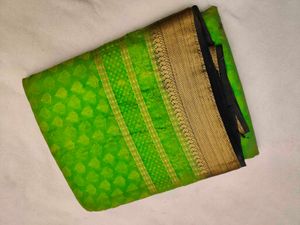 Beautiful Banarasi Saree with Gold Border