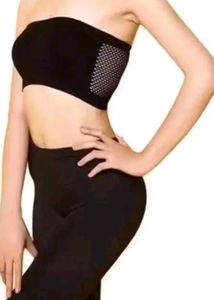 Black Mesh Strapless Sports Bra