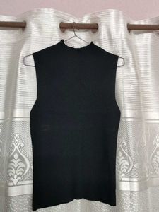 Sleeveless Black Mock Neck Top