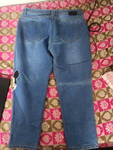Blue Denim Jeans with Mickey Mouse Patches