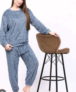 Cozy fur Cable Knit Pajama Set