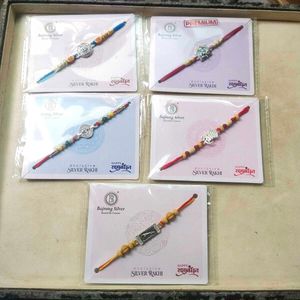 Exclusive Pure Silver Rakhis - Pack of 5
