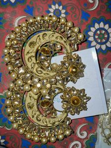 Stunning Gold Chandbali Earrings