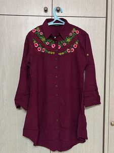 Embroidered Burgundy Kurta