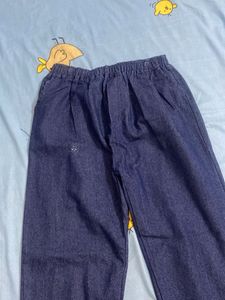 Cute Denim Pants with Lace Trim
