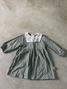 Charming Gingham Dress with Ruffle Collar