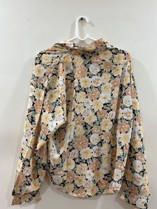 Floral Print Button-Up Blouse
