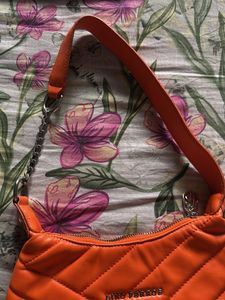 Chic Padded Orange Shoulder Bag