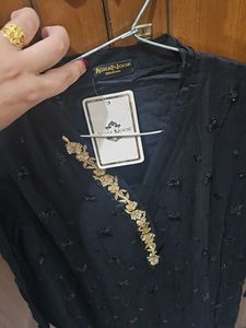 Agha Noor Black Embellished Kurta