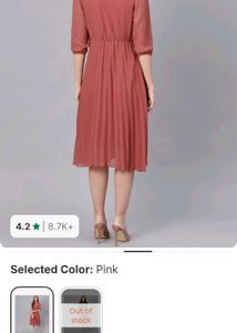 Dusty Rose Pleated Shirt Dress – Size M