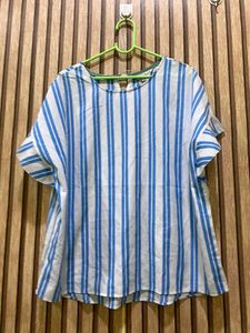 Blue and White Striped Top