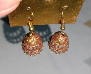 Stunning Gold &amp; Red Ethnic Drop Earrings