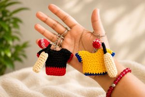 Handmade Crochet Cricket Jersey Keychains