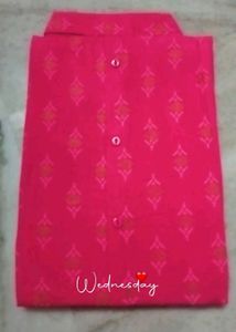 Pink Cotton Blend A-line Kurta