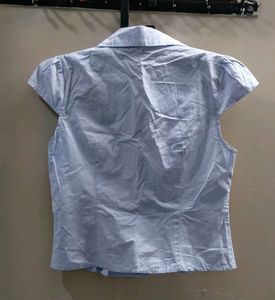 Elegant Light Blue Button-Up Top(SAVANA)