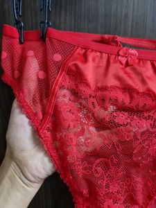 M&amp;S Red Lace &amp; Satin Briefs