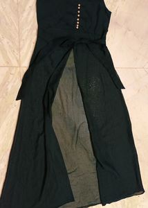 Sleeveless Button-Down Sheer Duster