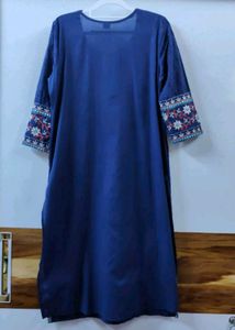 Embroidered Navy Blue Kurta Set with Dupatta